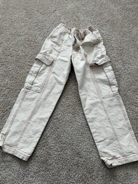 Vans Sidewalk Pants Womens XS Off White Canvas Cargo Utility Streetwear
